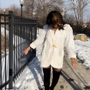 White blazer with fringes 🤍